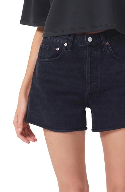 Shop Agolde Dee Organic Cotton Denim Cutoff Shorts In Slow Burn