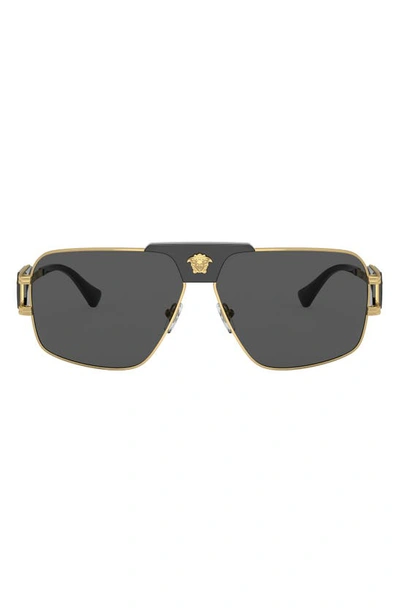 Shop Versace 63mm Oversize Pillow Sunglasses In Gold