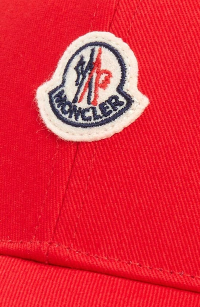 Shop Moncler Logo Patch Baseball Cap In Red
