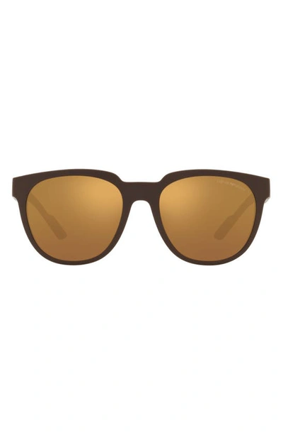 Shop Emporio Armani 55mm Mirrored Phantos Sunglasses In Mattebrown