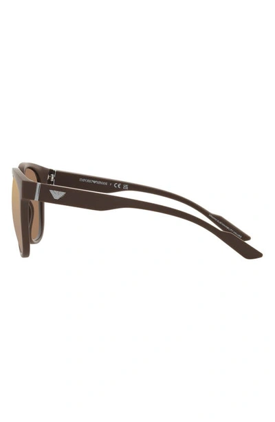 Shop Emporio Armani 55mm Mirrored Phantos Sunglasses In Mattebrown
