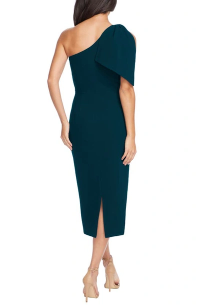 Shop Dress The Population Tiffany One-shoulder Midi Dress In Pine