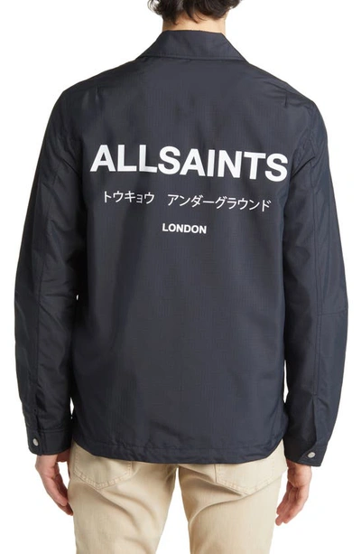 Shop Allsaints Zito Logo Jacket In Ink Blue