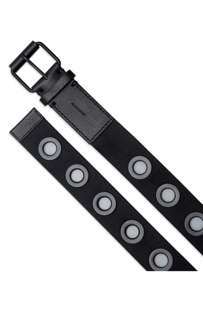 Shop Allsaints Grommet Webbing Belt In Black/ Matte Black