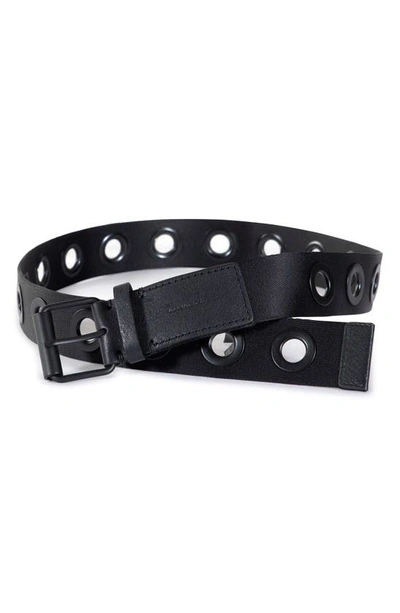 Shop Allsaints Grommet Webbing Belt In Black/ Matte Black