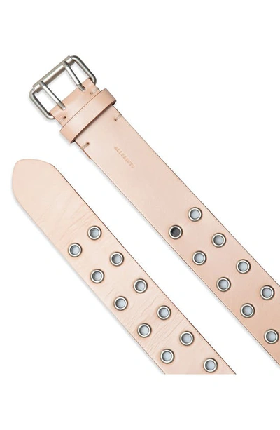 Shop Allsaints Leather Grommet Belt In Blush Pink