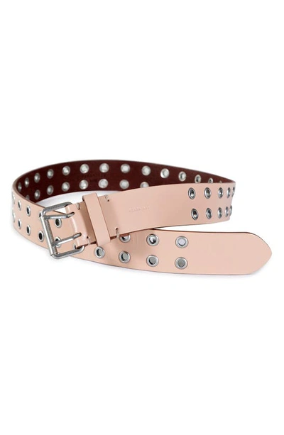 Shop Allsaints Leather Grommet Belt In Blush Pink