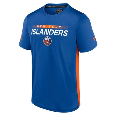 Shop Fanatics Branded Royal/orange New York Islanders Authentic Pro Rink Tech T-shirt