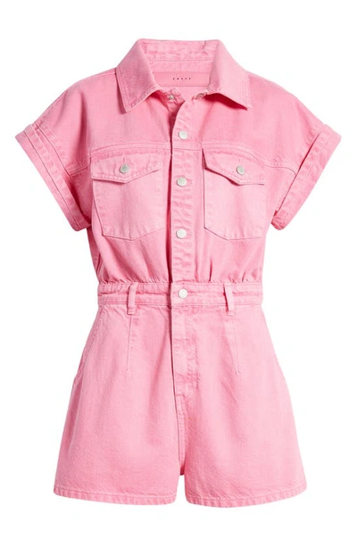 Shop Blanknyc Garment Dye Denim Romper In Pink Shadow
