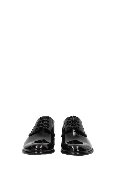 Shop Dolce & Gabbana Lace Up And Monkstrap Patent Leather Black