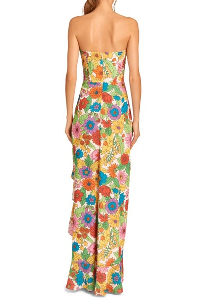 Shop Amanda Uprichard Eden Floral Ruffle High-low Gown In Poppy Floral