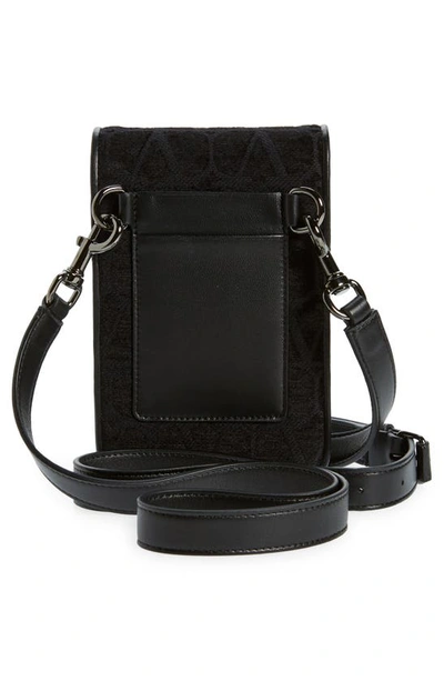 Shop Valentino Mini Locò Vlogo Monogram Toile Canvas Crossbody Bag In 0no - Black