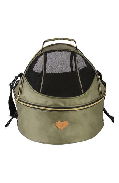 Shop Pet Life Air-venture Dual Zip Airline-approved Panoramic Circular Travel Pet Dog Carrier In Olive Green