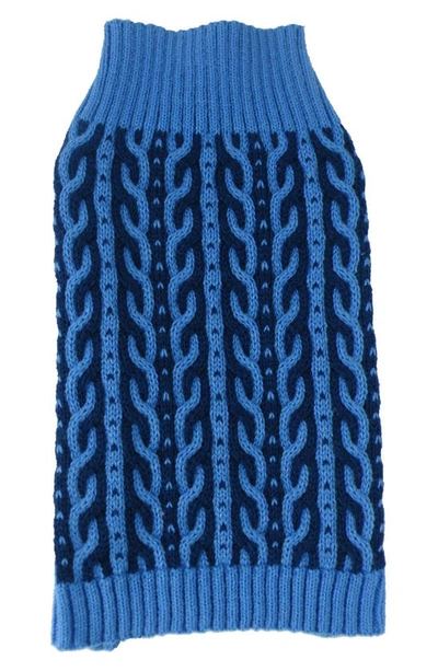 Shop Pet Life Harmonious Dual Weave Sweater In Aqua Blue And Dark Blue