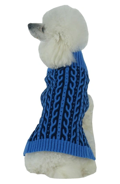 Pet Life Harmonious Dual Color Weaved Heavy Cable In Aqua Blue And Dark Blue