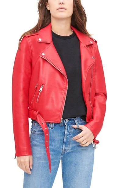 Levi's® Faux Leather Fashion Belted Moto Jacket In Red