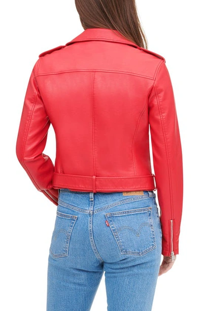 Levi's® Faux Leather Fashion Belted Moto Jacket In Red