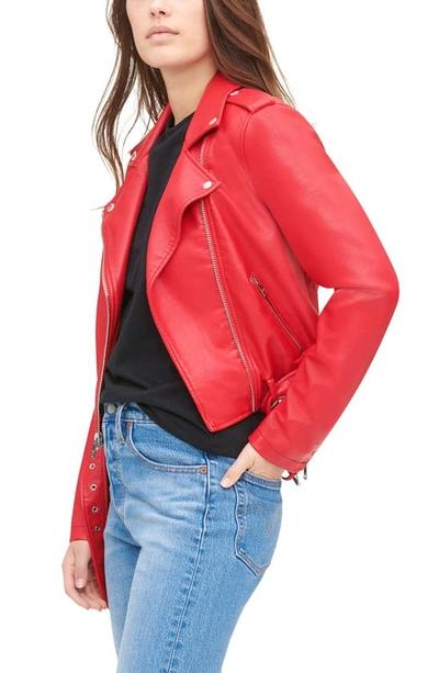 Levi's® Faux Leather Fashion Belted Moto Jacket In Red