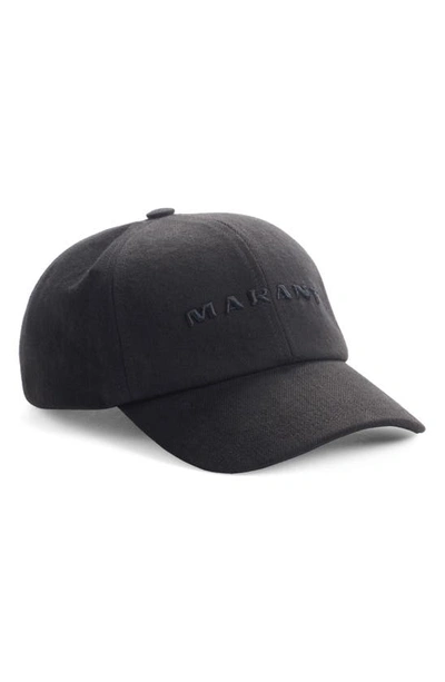 Shop Isabel Marant Tyron Logo Cotton Twill Baseball Cap In Black/ Black