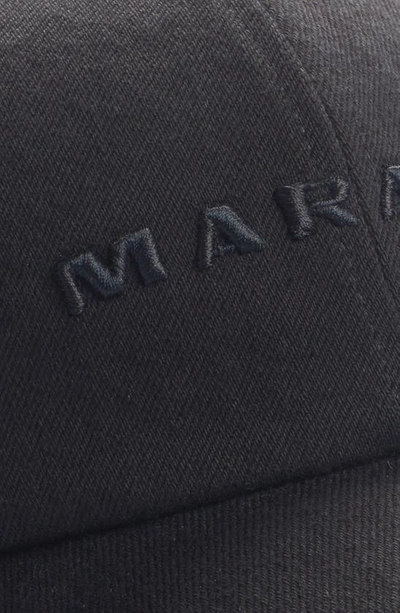 Shop Isabel Marant Tyron Logo Cotton Twill Baseball Cap In Black/ Black