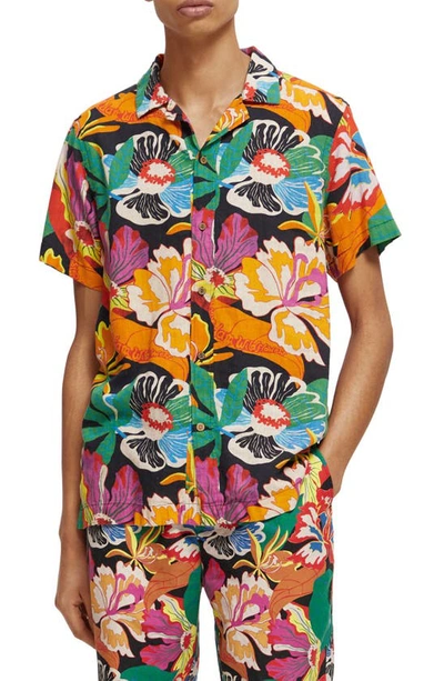 Shop Scotch & Soda Floral Linen Blend Camp Shirt In 5669-floral