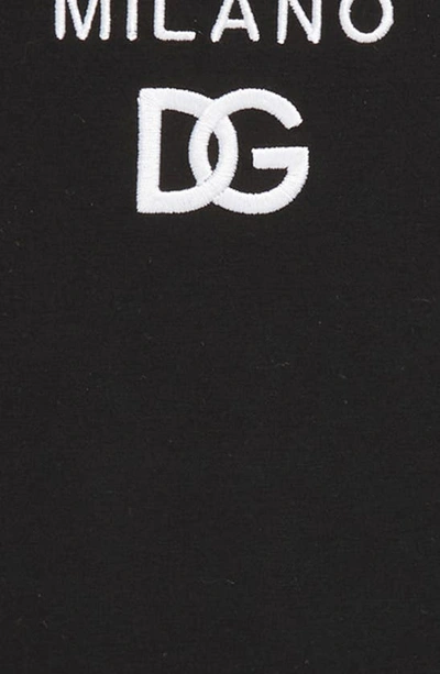 Shop Dolce & Gabbana Kids' Embroidered Logo Stretch Cotton Graphic T-shirt Dress In Black