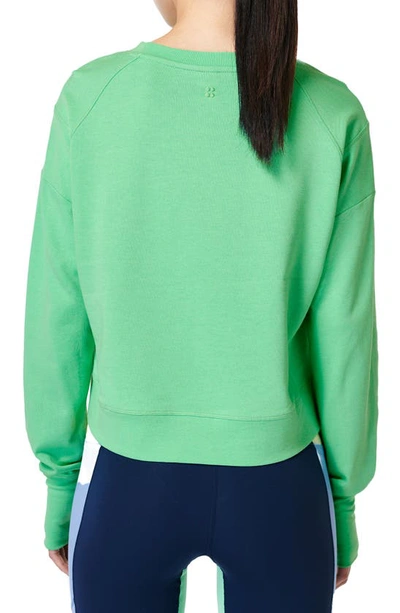 Shop Sweaty Betty After Class Cotton Blend Crop Sweatshirt In Radiate Green
