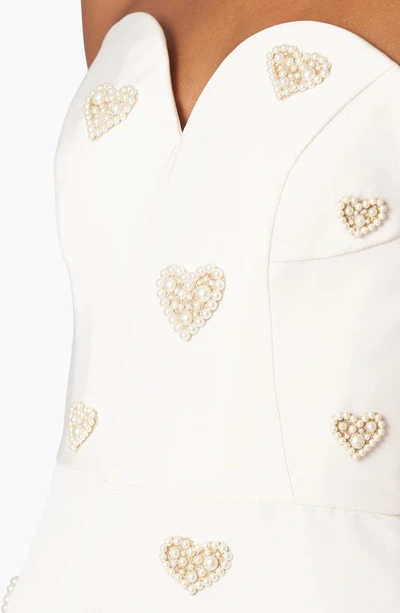 Shop Carolina Herrera Strapless Sweetheart Embellished Silk Faille Minidress In White