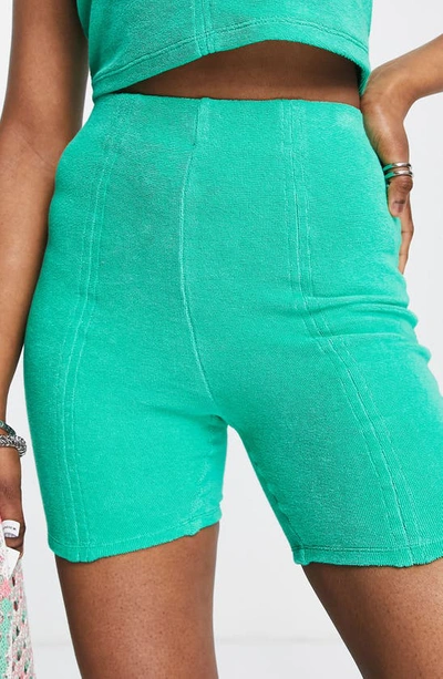 Shop Topshop Seam Front Shorts In Mid Green