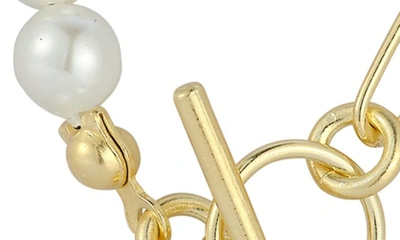 Sphera Milano Sterling Pearl X Paperclip Toggle Necklace In Gold