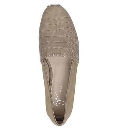 Shop Giuseppe Zanotti Croc-embossed Leather Espadrilles In Khaki