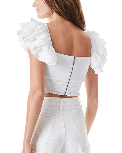 Shop Alice And Olivia Shanae Ruffle Sleeve Top In White
