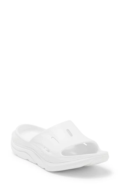 Shop Hoka Gender Inclusive Ora Recovery Slide 3 Sandal In White / White