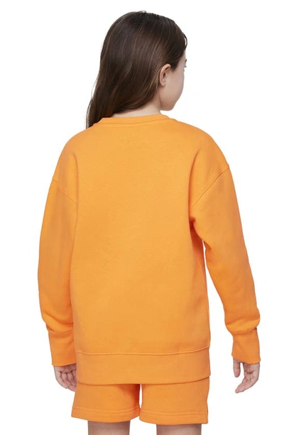 Shop Nike Sportswear Kids' Club Fleece Sweatshirt In Vivid Orange/ White