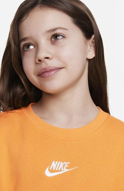 Shop Nike Sportswear Kids' Club Fleece Sweatshirt In Vivid Orange/ White