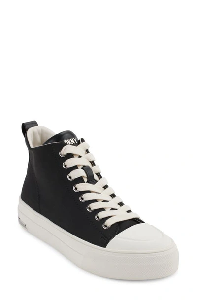 Shop Dkny Yaser Mid Top Platform Sneaker In Black