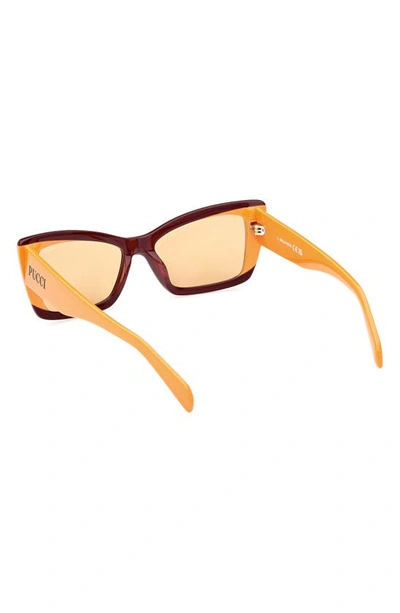 Shop Emilio Pucci 54mm Geometric Sunglasses In Bordeaux/ Other / Brown