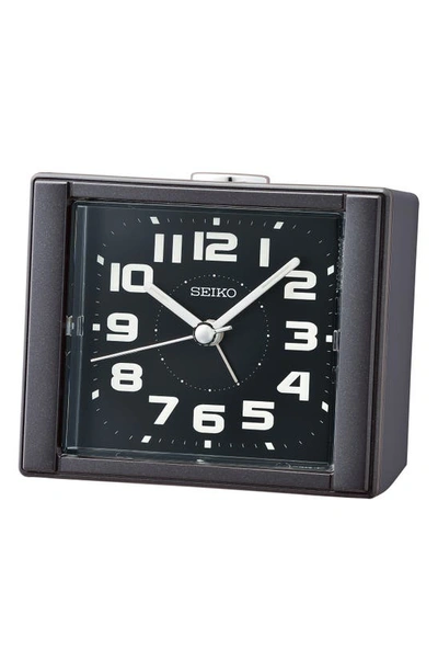 Shop Seiko Aoki Square Alarm Clock In Metallic Black