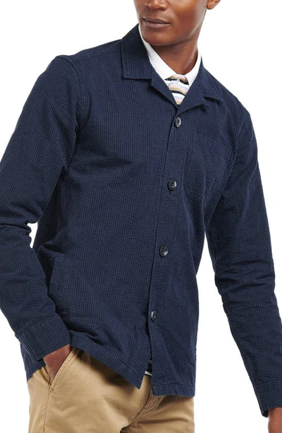 Shop Barbour Tenby Cotton Overshirt In Navy