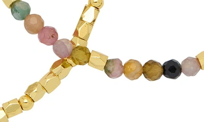 Estella Bartlett Coco Bead And Tourmaline Double Bracelet In Gold Plated