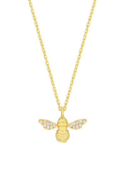 Shop Estella Bartlett Sparkle Wings Bee Pendant Necklace In Gold Plated