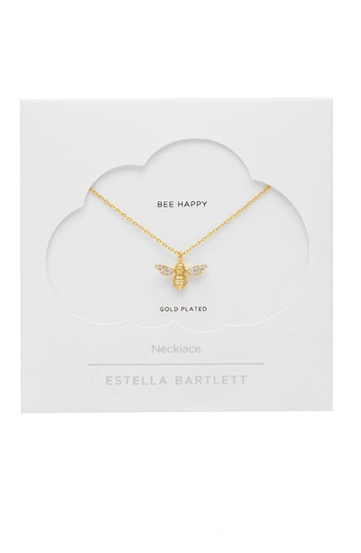 Shop Estella Bartlett Sparkle Wings Bee Pendant Necklace In Gold Plated