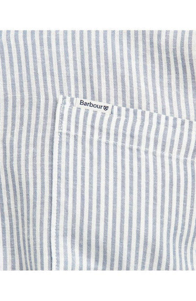 Barbour Deerpark Stripe Short Sleeve Cotton Button-up Shirt In Navy