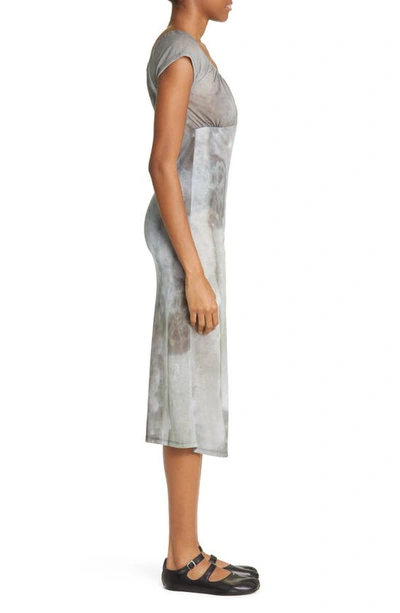 Shop Paloma Wool Flip Sheer Cap Sleeve Organic Cotton Blend Midi Dress In Light Grey