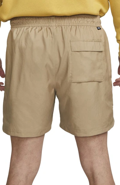 Shop Nike Woven Lined Flow Shorts In Khaki/white