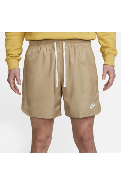 Shop Nike Woven Lined Flow Shorts In Khaki/white