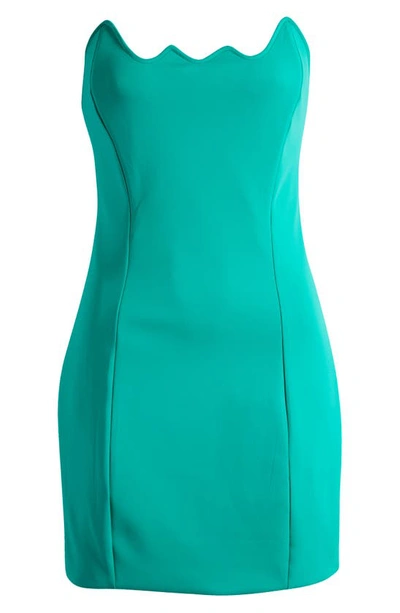 Shop Mother Of All Sasi Scallop Strapless Minidress In Green
