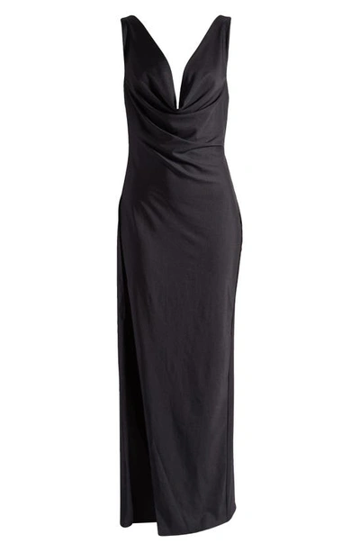 Shop Mother Of All Calypso Side Slit Maxi Dress In Black