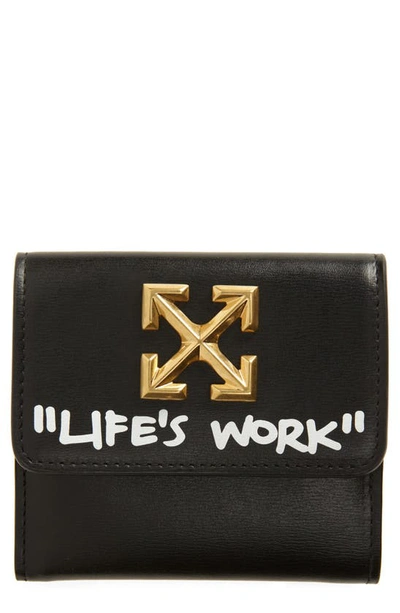 Off-White Jitney Life's Work Quote Leather French Wallet