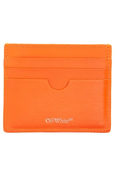 Shop Off-white Jitney Life's Work Quote Simple Leather Card Case In Orange Black
